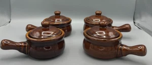 Vintage The Cook's Bazaar 4 Keramik Chili Suppe Schüsseln Topf mit Deckel Griffe Set - Bild 1 von 19