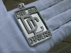 Men's 2 CT Moissanite "Dream Chasers" Dog Tag Charm Pendant 925 Sterling Silver - Picture 1 of 2