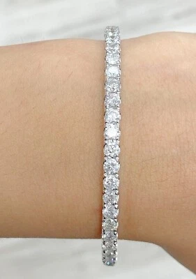 ¡Oferta! Brazalete de tenis de diamantes 100 % redondos naturales de 3,15 quilates de oro de 14 quilates Foto 1 de 4