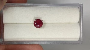 One Single Natural Ruby Pigeon Blood Red Stud Earring 14K WG 5.4mm .75ct Mens - Picture 1 of 5
