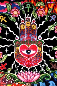 UV BACKDROP Black Light Fluorescent Glow Psychedelic Art Banner Psy Wall Hanging - Picture 1 of 9