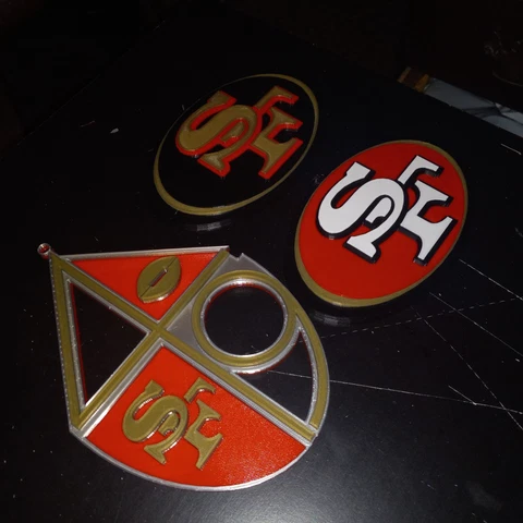 Three San Francisco 49ers 3D Logos 6.5" & 8" W/ added rings on top for necklace Cover
