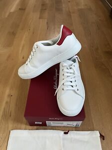 Salvatore Ferragamo Pierre Leather Low Top Sneakers White Size 10 US10.5/EU 44