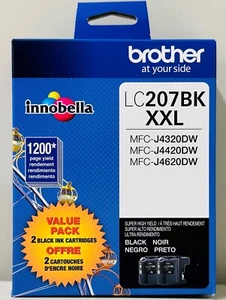 Nuevos cartuchos de tinta genuinos Brother LC207XXL negros 2 piezas MFC-J4320DW MFC-J4420DW - Imagen 1 de 3