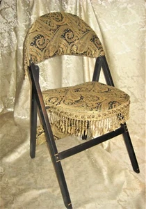 Aesthetic Movement styled folding Parlor Chair New Upholstery. Turkish Corner? - Picture 1 of 7
