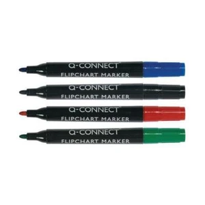 4 Stück Q-Connect Flipchart Marker Stifte Kugelspitze KF01551 - verschiedene Farben - Bild 1 von 2