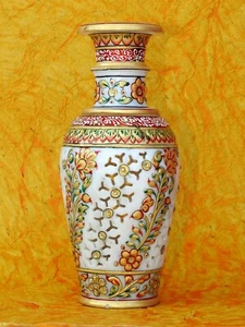 Vaso fiori pietra marmo 9" griglia vaso intagliato a mano dipinto artigianato... - Foto 1 di 8