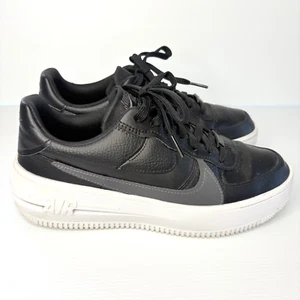 Nike Air Force 1 Womens 8.5 US Black Leather Platform Lace Up Rubber Sole - Picture 1 of 17