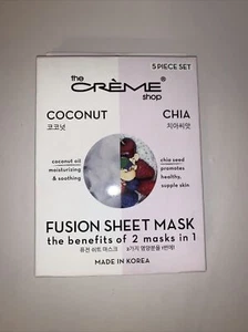 The Creme Shop Fusion Sheet Mask- Coconut & Chia 2 Masks In 1-Set Of 5-K Beauty - Picture 1 of 4