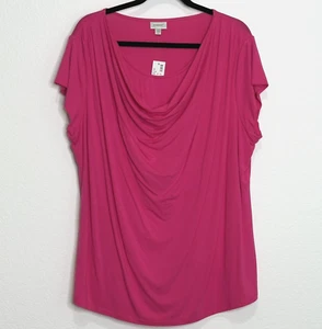 NWT Avenue Women's Short Sleeve Scoop Neck Stretch Top Size 18/20 Pink $45 - Picture 1 of 6