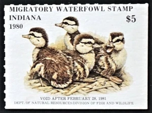 1980 Indiana Duck Stamp, IN5, Mallard Ducklings by Dean Barrick - Picture 1 of 2