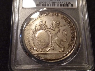 1776 Zurich Switzerland thaler silver lion pcgs xf40 gold shield world type coin - Image 1 of 4