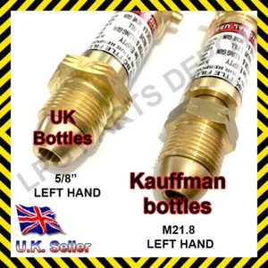 M21.8 LEFT HAND and 5/8" LH Propane bottle adaptors with NON RETURN VALVE EU gas - Picture 1 of 5