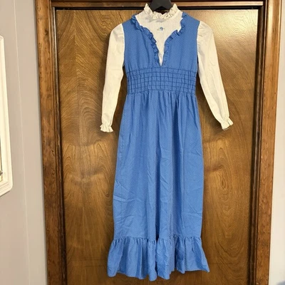 Peasant Maxi Dress XS/S? Handmade? Long Sleeve Flower Prairie Cottage Polka Dots - Image 1 of 4