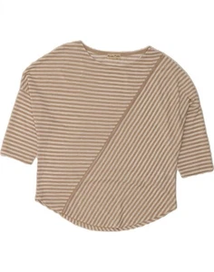PHASE EIGHT Womens Top 3/4 Sleeve UK 12 Medium Beige Striped Polyester DK98 - Picture 1 of 3
