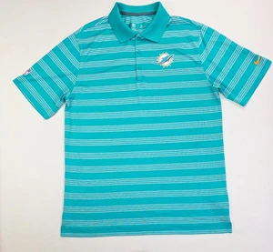 Nike NFL Onfield Apparel Size Large Mens Miami Dolphins Aqua White Stripe Polo - Picture 1 of 11