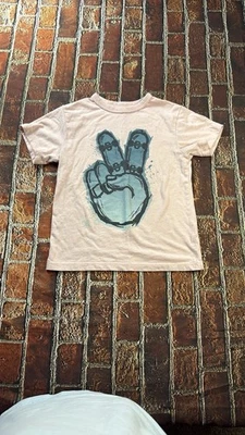 The Children's Place Boys' Short Sleeve Light Pink Peace Sign Shirt Size XS - Image 1 of 4