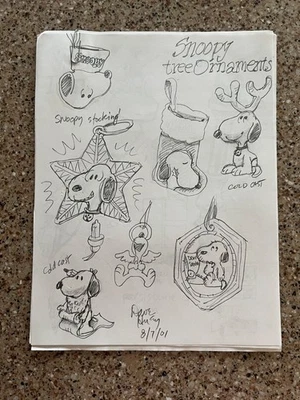 2001 ХЛОПЬЯ ПРЕМИУМ ИГРУШКА ДИЗАЙНЕР концепт-арт/ПЛАНЫ 6PGS GM, SNOOPY/CHEX УКРАШЕНИЯ - Изображение 1 из 4