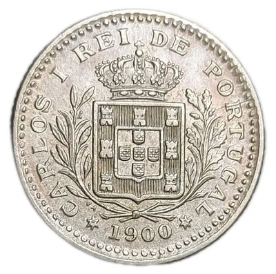 Moneda antigua 1900 Portugal 50 Reis AU alta calidad tonificada KM 545 Foto 1 de 3