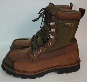 Rocky Upland 8" Snake Guard RKS0486 Brown Green Waterproof Boots Men's 8 M NICE - Picture 1 of 8