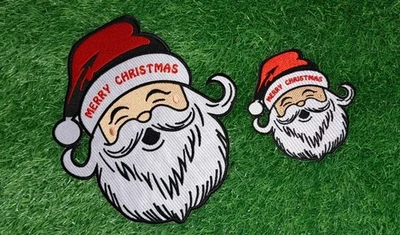 Santa Claus Embroidery Patch 8" & 4" | Christmas Heat Press Iron On Badge - Image 1 of 2