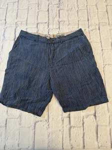 Tommy Bahama Size 34 Navy/Blue/White Striped Chino Casual Linen Shorts - Picture 1 of 9
