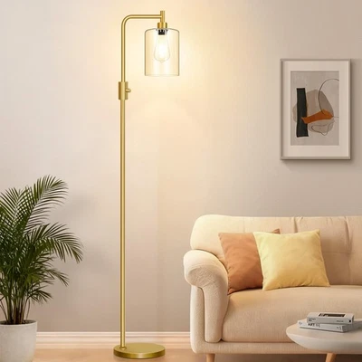【Upgraded】Dimmable Gold Floor Lamp for Living Room with Clear Glass Lampshade... - Image 1 of 4