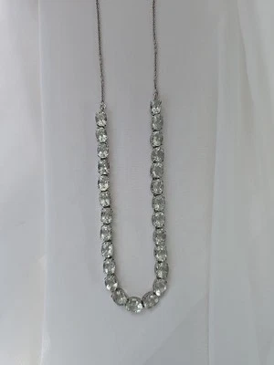 Sterling Silver Green Amethyst Necklace 16" Choker - Image 1 of 4