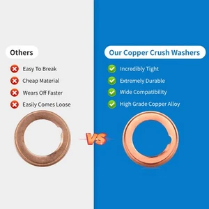 Copper Crush Washers Pack of Ten Ideal for Infiniti and For Nissan Models - Picture 1 of 12