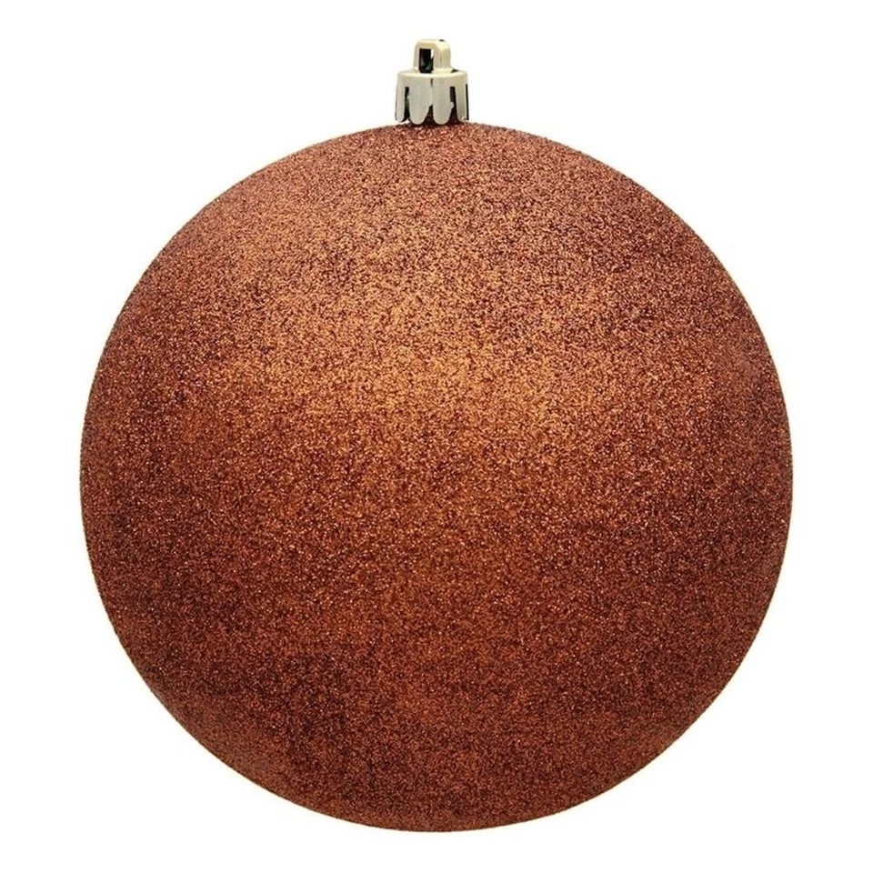 Vickerman 6" Plastic Ball Ornaments in Glitter Copper (Set of 4) - Image 1 of 1
