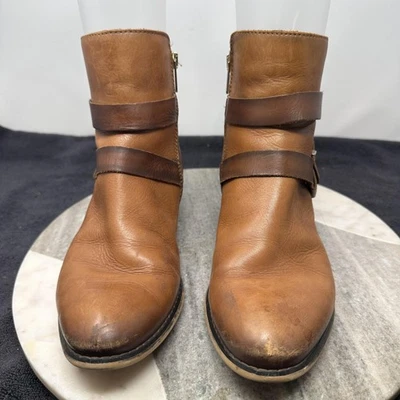 Pikolinos Boots Womens Size 8.5 Tan Brown Buckle Ankle Leather Stacked Heel Zip - Image 1 of 4