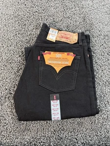 NWT Vintage Levis 501 Jeans Mens 36x30 Black Denim Button Fly - Picture 1 of 8