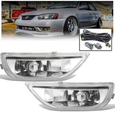 For 2001-2002 Toyota Corolla JDM Clear Fog Lights Driving Lamps w/ Wiring LH+RH - Image 1 of 4