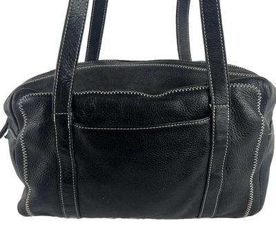 Bolsa de ombro Tignanello couro pebble preto alça dupla bolsa de mão - Imagem 1 de 4