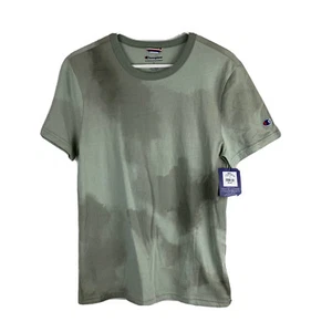 Men's Champion T-Shirt Size Small Gray Olive Embroidered Logo Tye Dye - Picture 1 of 4