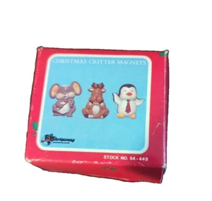 'Christmas Around The World' 3 Christmas Critter Magnet Set NIB, 2"T, 80s, VTG - Picture 1 of 10