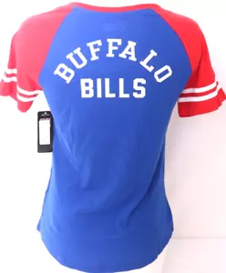 NEW Buffalo Bills NFL Blue Short Sleeve Lace Up Scoop Neck Tee T-Shirt Women's S - Picture 1 of 9