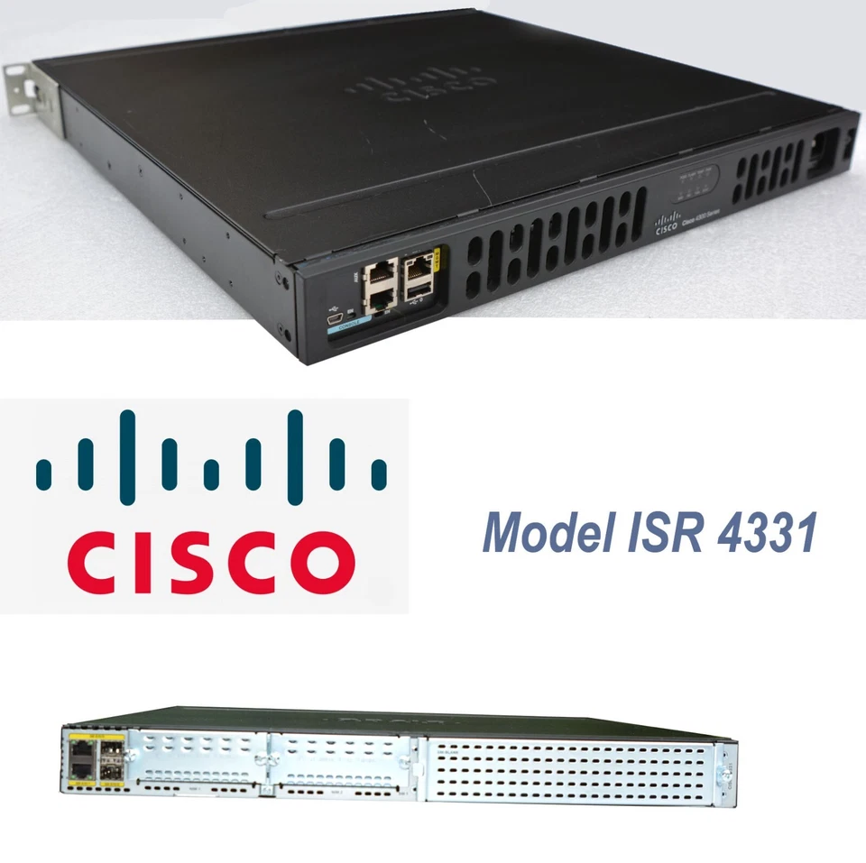 Cisco ISR4331 K9 Integrated Services Router 4 RJ45 4SFP 100-300Mbps 3 NIMs SN65 - Image 1 of 1