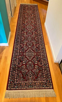 Alfombra de lana Karastan 785 Sarouk Red Runner 2 pies 6 pulgadas X 12 pies 9 pulgadas (con flecos) Foto 1 de 4