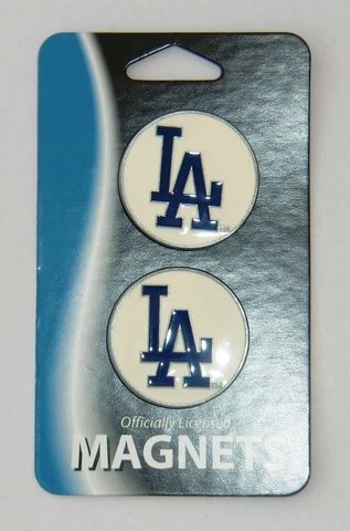 Los Angeles Dodgers Set of Two Hand Painted Magnets MLB Baseball Cover