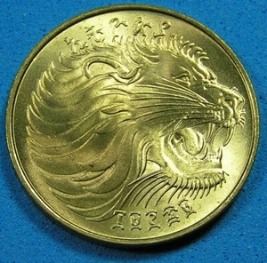 Ethiopia 10 Cents Coin 1977 (EE 1969) UNC, Roaring Lion, 23 mm, Combined S/H - Bild 1 von 2