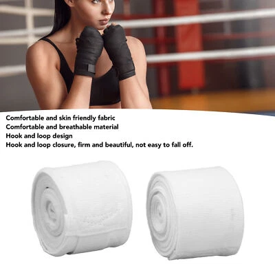 (White)Sports Hand Wraps Quick Drying Cotton 5m Hook Design Muay Thai Hand MU - Image 1 of 4