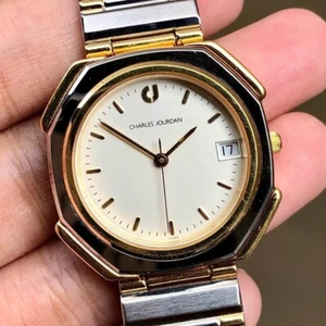 Rare Charles Jourdan Date Quartz Swiss Made Two Tone 31mm Date Vintage Watch - Picture 1 of 9