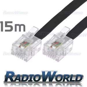 15M Metre RJ11 TO RJ-11 Cable Broadband Modem / Internet Lead Long DSL Black - Picture 1 of 1