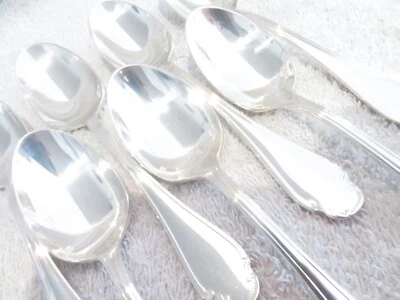 7 cucharas de café francesas vintage chapadas en plata Christofle Luis XV Pompadour Foto 1 de 4