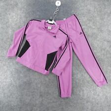 Adidas Track Suit Girls Small (7/8) Pink Black Jogger Pants and Jacket
