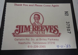 Jim reeves museum vintage business card country music legend nashville TN legend