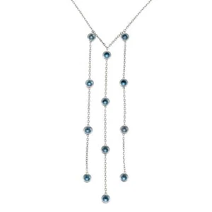 Gucci Blue Topaz Triple Strand Long Dangle Pendant 18k White Gold Necklace - Picture 1 of 5