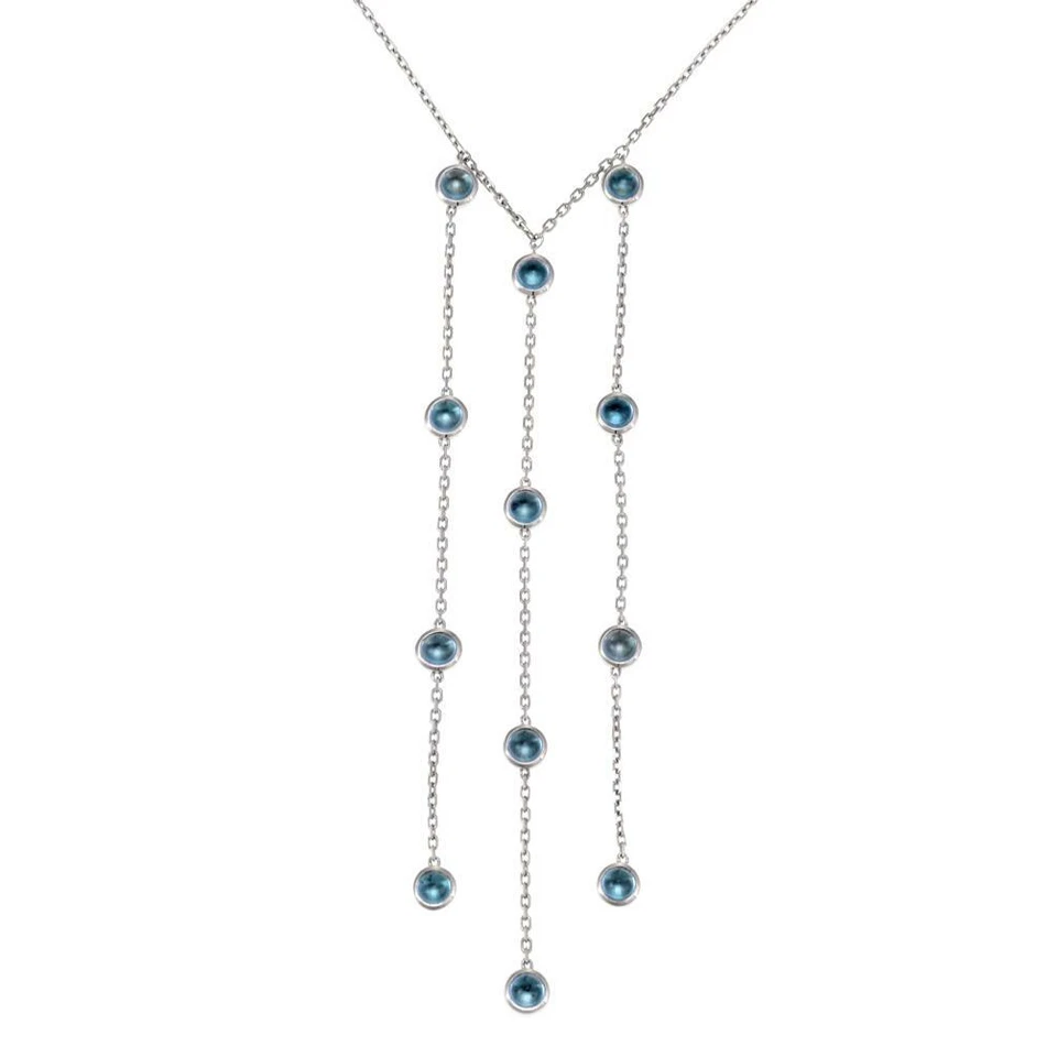 Collar Gucci Topacio Azul Triple Hilo Largo Colgante Oro Blanco 18k Foto 1 de 4