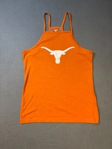 Camiseta sin mangas para mujer We are Texas naranja blanca con logotipo de Longhorn delantera gris trasera pequeña - Imagen 1 de 9